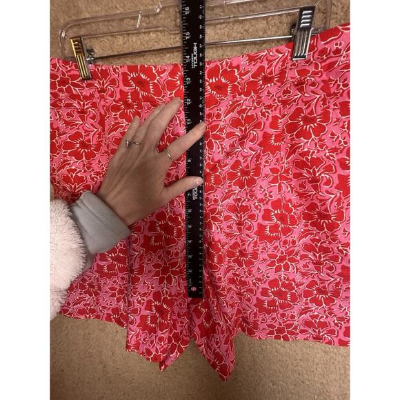 J.Crew Women's Linen Blend Elastic Back Shorts Azalea Red Sz 10 Floral Beach - Picture 12 of 14